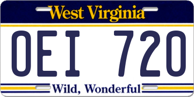 WV license plate OEI720
