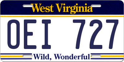 WV license plate OEI727