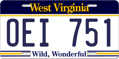 WV license plate OEI751
