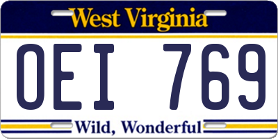 WV license plate OEI769