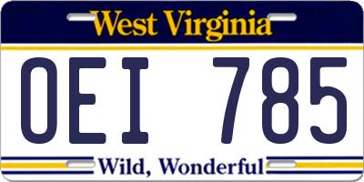 WV license plate OEI785
