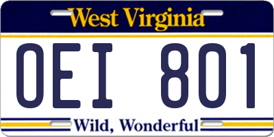 WV license plate OEI801