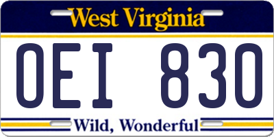 WV license plate OEI830