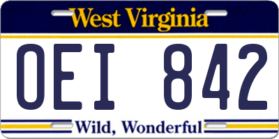 WV license plate OEI842