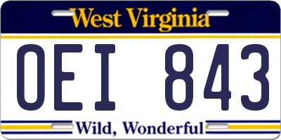 WV license plate OEI843