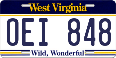 WV license plate OEI848
