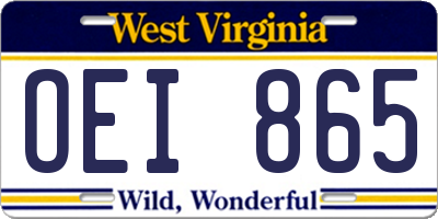 WV license plate OEI865