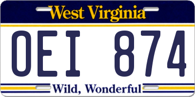 WV license plate OEI874