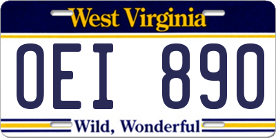 WV license plate OEI890