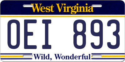 WV license plate OEI893