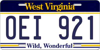 WV license plate OEI921