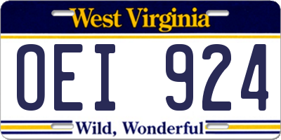 WV license plate OEI924