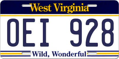 WV license plate OEI928