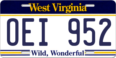 WV license plate OEI952