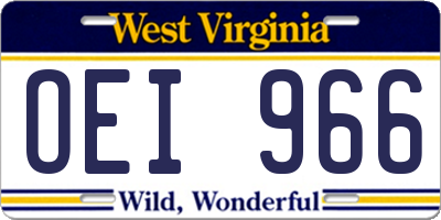WV license plate OEI966