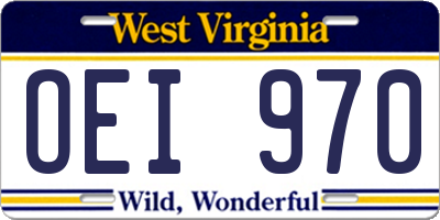 WV license plate OEI970