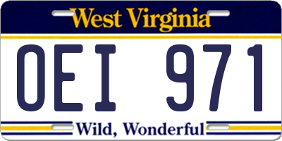 WV license plate OEI971
