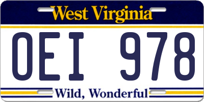 WV license plate OEI978