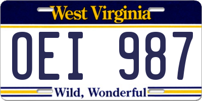 WV license plate OEI987