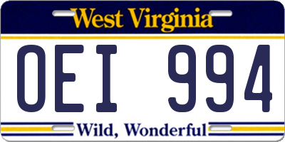 WV license plate OEI994