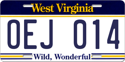 WV license plate OEJ014