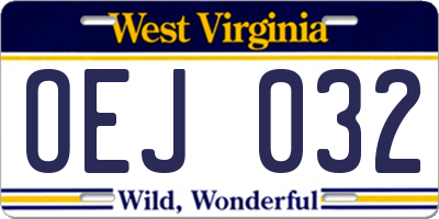 WV license plate OEJ032
