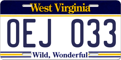 WV license plate OEJ033