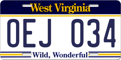 WV license plate OEJ034