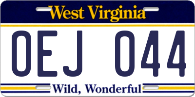 WV license plate OEJ044