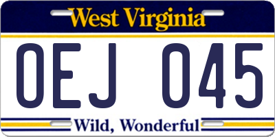 WV license plate OEJ045