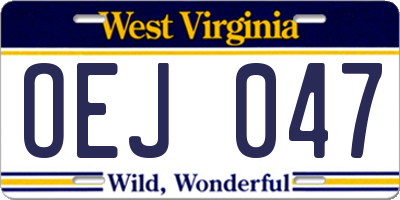 WV license plate OEJ047