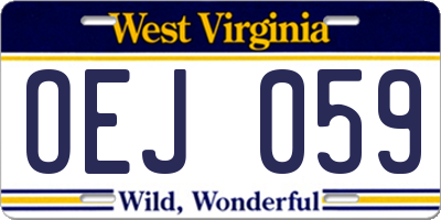WV license plate OEJ059