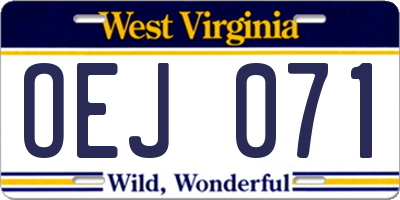 WV license plate OEJ071