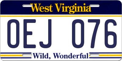 WV license plate OEJ076