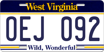 WV license plate OEJ092
