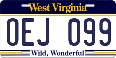 WV license plate OEJ099