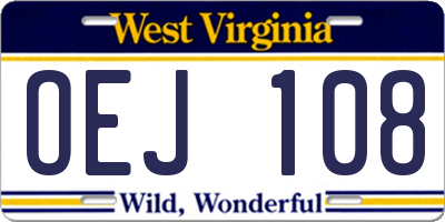 WV license plate OEJ108