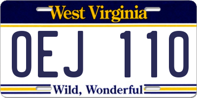 WV license plate OEJ110