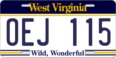 WV license plate OEJ115