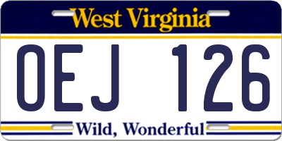 WV license plate OEJ126