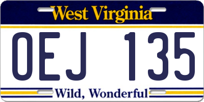 WV license plate OEJ135