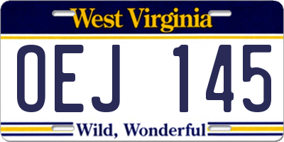 WV license plate OEJ145