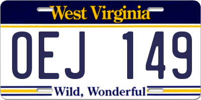 WV license plate OEJ149