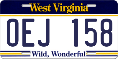 WV license plate OEJ158