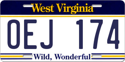 WV license plate OEJ174