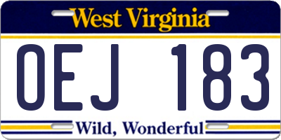 WV license plate OEJ183