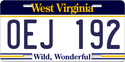 WV license plate OEJ192