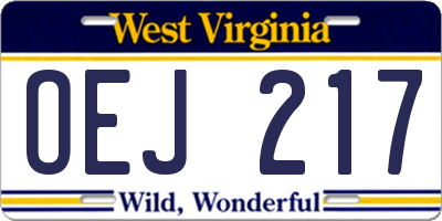 WV license plate OEJ217