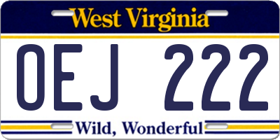 WV license plate OEJ222