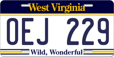 WV license plate OEJ229